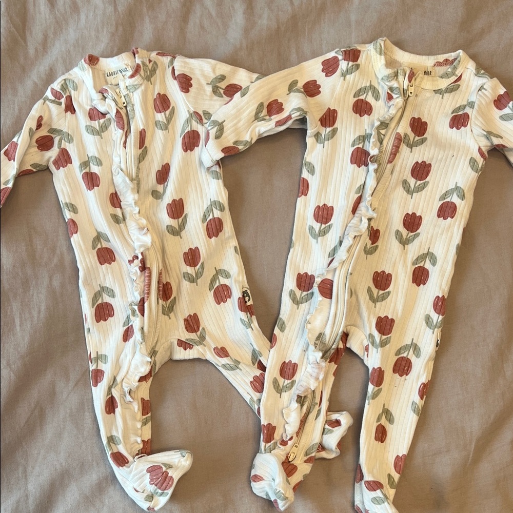 Organic Floral Print Kids One Piece- twin girls